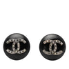 Chanel CC Resin and Strass Button Clip On Earrings Secondhand