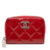 Chanel CC Quilted Patent Brilliant Zip Around Coin Pouch Secondhand