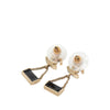 Chanel CC Gold Plated Enamel and Faux Pearl Classic Flap Bag Drop Earrings Secondhand