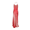 Secondhand Roberto Cavalli Feather Pattern Silk Dress - '90s