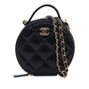 Chanel Quilted Glazed Lambskin Handle With Care Round Vanity Case with Chain Secondhand