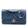 Chanel Medium Classic Glazed Calfskin Camellia Double Flap Secondhand