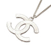 Chanel Silver Plated Crystal CC Logo Pendant Necklace Secondhand
