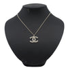 Chanel Silver Plated Crystal CC Logo Pendant Necklace Secondhand