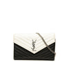Saint Laurent Bicolor Grain De Poudre Chevron Monogram Envelope Chain Wallet Secondhand