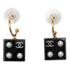 Secondhand Chanel CC Gold Plated Resin and Faux Pearl Dice Drop Push Back Earrings