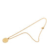Dior Gold Plated Strass Logo Medallion Pendant Necklace Secondhand