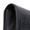Saint Laurent Croc Embossed Leather Monogram Cassandre Clutch Secondhand