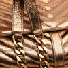 Saint Laurent Medium Metallic Calfskin Chevron Monogram College Bag Secondhand