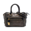 Prada Craquele Leather Studded Satchel Secondhand