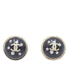 Chanel Gold Plated CC Resin Faux Pearl Crystal Dome Bullet Back Earrings Secondhand