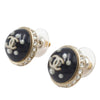 Chanel Gold Plated CC Resin Faux Pearl Crystal Dome Bullet Back Earrings Secondhand