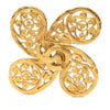 Chanel Gold Plated CC Fretwork Clover Brooch Secondhand
