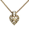 Dior Gold Plated Strass Heart Pendant Necklace Secondhand