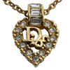Dior Gold Plated Strass Heart Pendant Necklace Secondhand