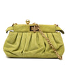 Fendi Small Embossed Suede Peekaboo Click Clutch on Chain Secondhand