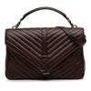 Saint Laurent Large Sheepskin Chevron Monogram College Satchel Secondhand