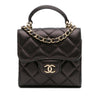 Chanel CC Quilted Iridescent Lambskin Top Handle Flap Clutch With Chain Secondhand