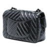 Chanel Mini Rectangular Classic Chevron Crumpled Patent So Black Single Flap Secondhand