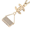 Chanel CC Gold Plated Enamel Flap Bag Pendant Necklace Secondhand