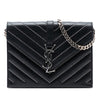 Saint Laurent Studded Chevron Calfskin Monogram Envelope Chain Flap Secondhand