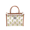 Miu Miu Leather Trimmed Embroidered Mesh Top Handle Bag Secondhand