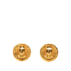Chanel CC Gold Plated Crest Round Clip On Earrings Secondhand