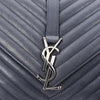 Saint Laurent Paris College Monogramme Leather Chain Handbag in Navy Blue 392738 Secondhand