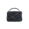 Saint Laurent Paris College Monogramme Leather Chain Handbag in Navy Blue 392738 Secondhand