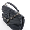 Saint Laurent Paris College Monogramme Leather Chain Handbag in Navy Blue 392738 Secondhand