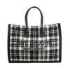 Saint Laurent Paris Rive Gauche Wool x Leather Tote bag Black x White 499290 Secondhand