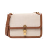 Saint Laurent Paris Carre Canvas x Leather Shoulder bag in Beige x Brown 647713 Secondhand