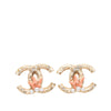 Chanel CC Gold Plated Faux Pearl Strass Push Back Earrings Secondhand
