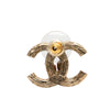 Chanel CC Gold Plated Faux Pearl Strass Push Back Earrings Secondhand