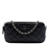 Chanel CC Quilted Lambskin Double Zip Clutch With Chain Secondhand