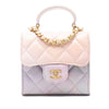 Chanel CC Quilted Lambskin Ombre Top Handle Flap Clutch With Chain Secondhand