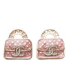 Chanel CC Gold Plated Strass Resin Top Handle Bag Bullet Back Earrings Secondhand