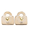 Chanel CC Gold Plated Strass Resin Top Handle Bag Bullet Back Earrings Secondhand