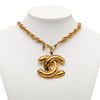 Chanel CC Gold Plated Quilted Pendant Necklace Secondhand