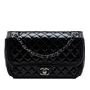 Chanel Jumbo Quilted Patent and Lambskin Trimmed Classic Twist Flap Secondhand