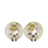 Chanel Brass Cut Out Logo Round Clip On Earrings Secondhand