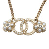 Chanel CC Gold Plated Faux Pearl and Rhinestone Flower Necklace Secondhand