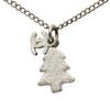 Chanel Silver Plated CC Christmas Tree Pendant Necklace Secondhand