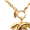 Chanel CC Gold Plated Quilted Pendant Necklace Secondhand