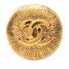 Chanel CC Gold Plated Sunburst Round Pin Brooch Secondhand