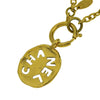 Chanel Gold Plated Logo Round Pendant Necklace Secondhand
