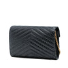 Saint Laurent Quilted Chevron Calfskin Polka Dot Monogram Envelope Chain Wallet Secondhand