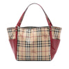Burberry Small Leather Trimmed Haymarket Check Coated Canvas Canterbury Tote Secondhand