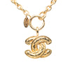 Chanel CC Gold Plated Quilted Pendant Necklace Secondhand