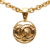 Chanel CC Gold Plated Round Pendant Necklace Secondhand